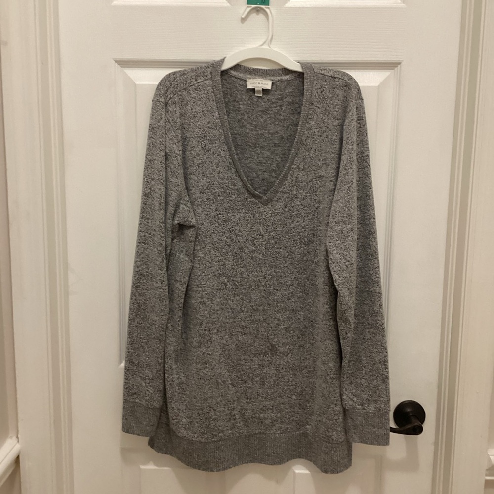 Lucky Brand Heather Gray V-Neck Pullover